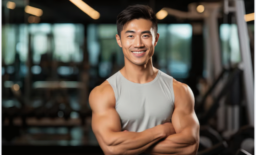 Busy parent doing a home workout while balancing childcare and fitness routine.